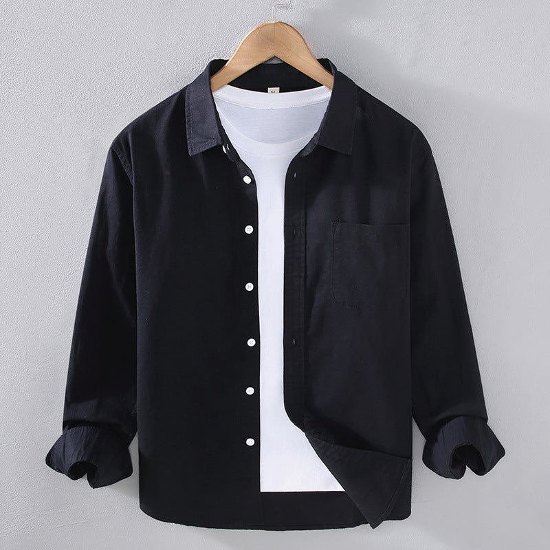 Pietro Linen Shirt in Black — lightweight gossamer linen button-up