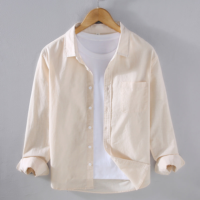 Pietro Linen Shirt in Cream — lightweight gossamer linen button-up