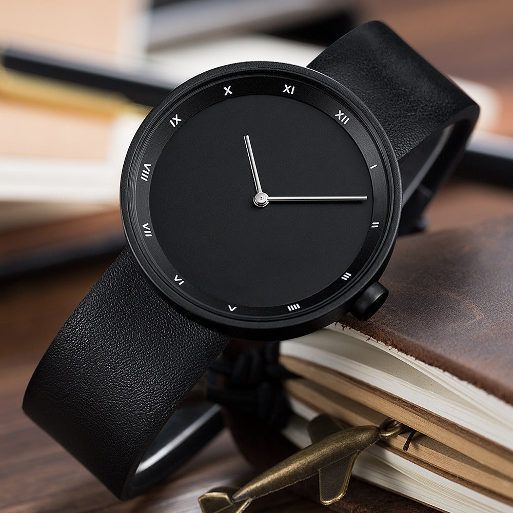 Hayes Leather Watch in Black — minimalist watch with leather strap