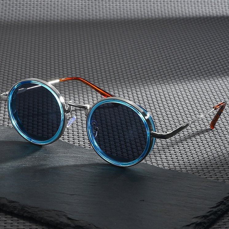 Bowie Retro Sunglasses in Blue — round polarized UV400 sunglasses