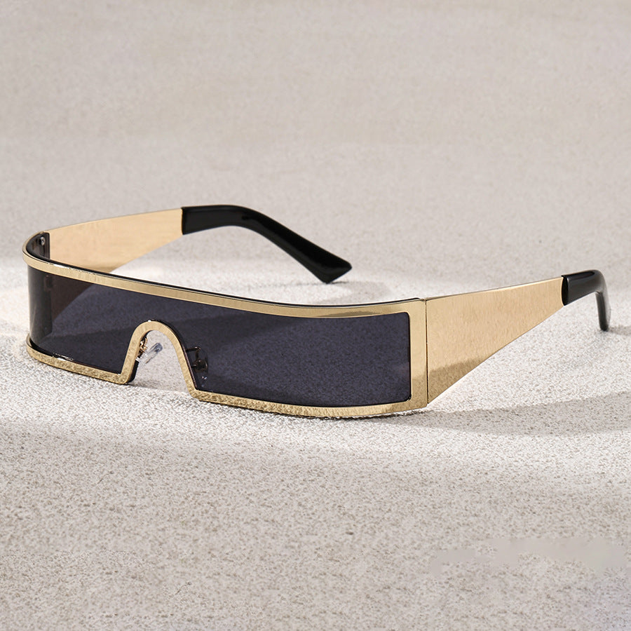 Zane Shield Sunglasses in Silver — wraparound single-lens shield with metal frame