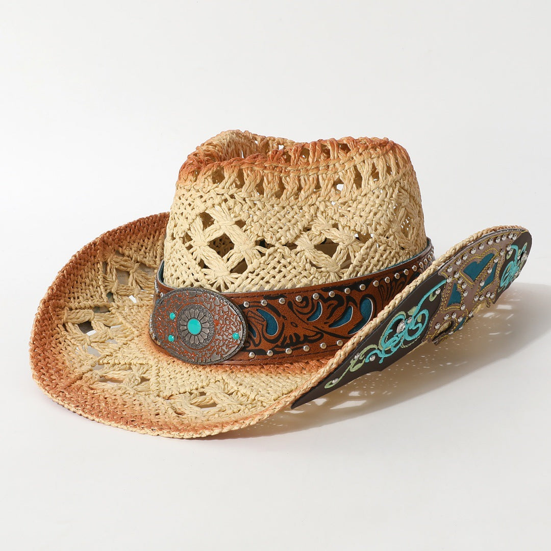 Vittoria Straw Hat in Cream — sun-bleached woven straw cowboy hat