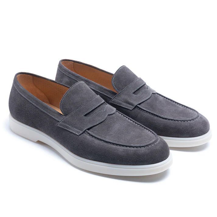 Tristan Suede Loafers in Gray — men's slip-on suede loafer