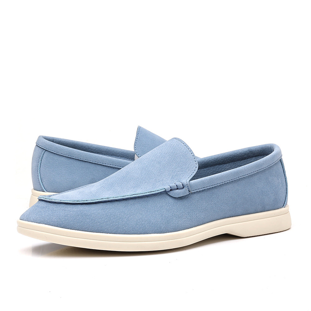 Miles Suede Loafers in Light Blue — cloud-soft suede slip-on loafers