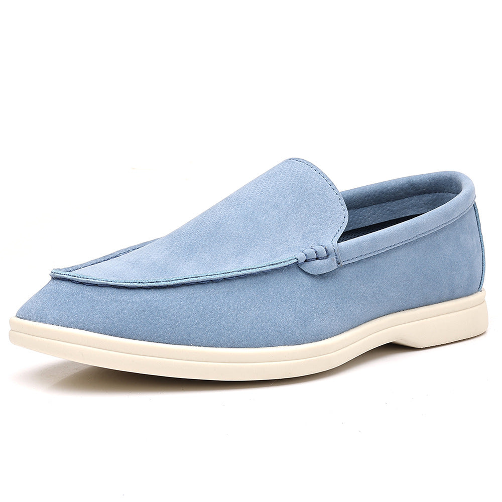 Miles Suede Loafers in Light Blue — cloud-soft suede slip-on loafers