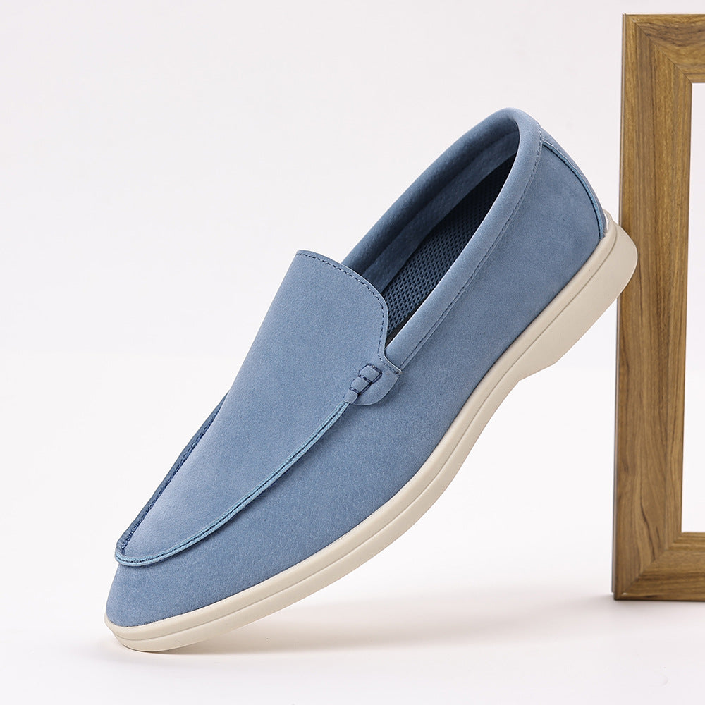 Miles Suede Loafers in Light Blue — cloud-soft suede slip-on loafers