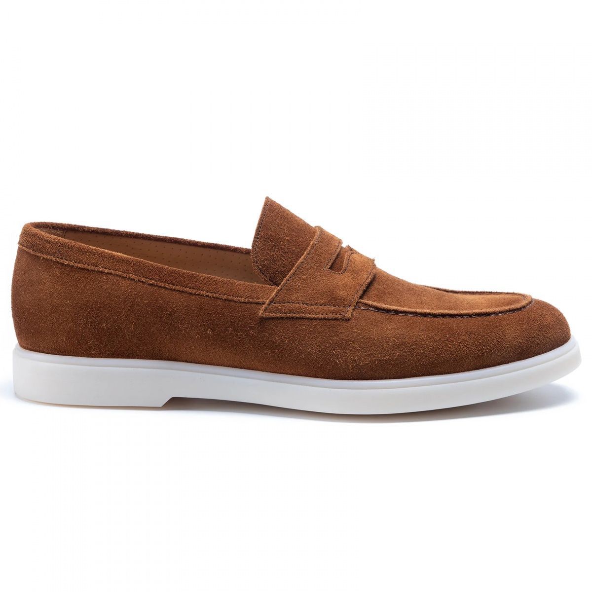 Tristan Suede Loafers in Light Brown side view — men's slip-on suede loafer