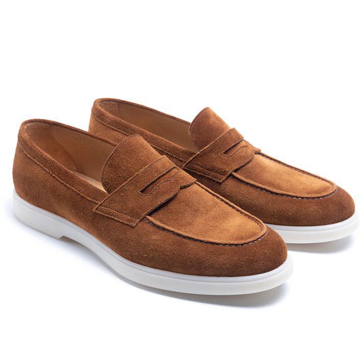 Tristan Suede Loafers in Light Brown — men's slip-on suede loafer