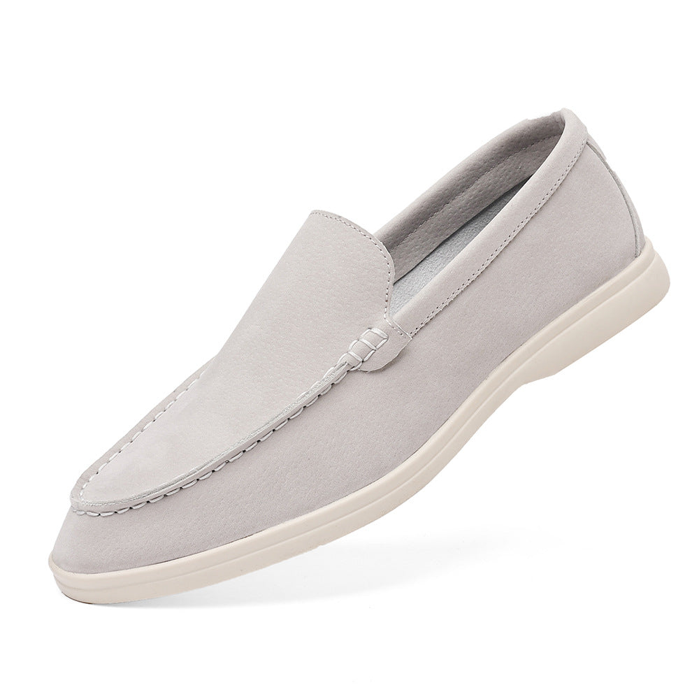 Miles Suede Loafers in Light Gray — cloud-soft suede slip-on loafers