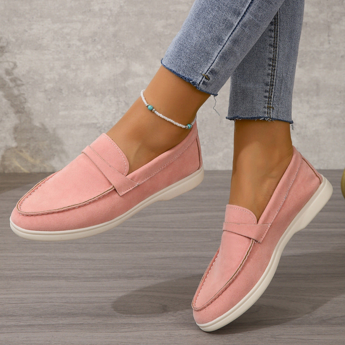 Serena Suede Loafers in Pink — women's slip-on suede loafer