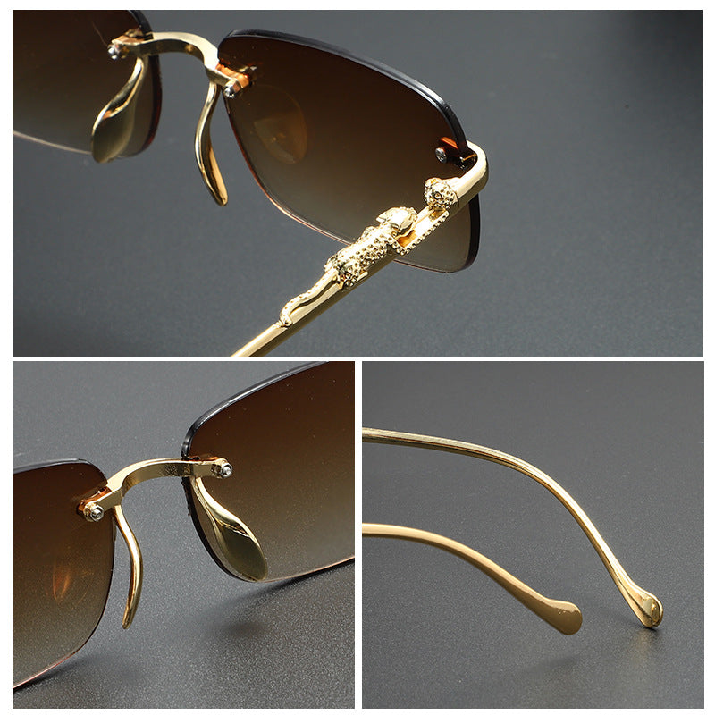 Dante Sunglasses — gold leopard temple detail