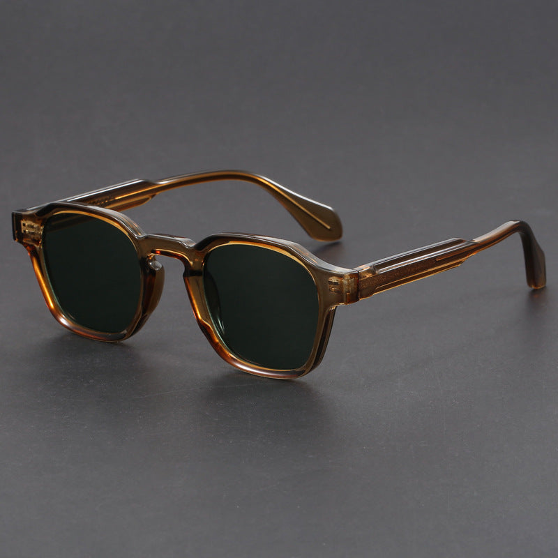 Blair Vintage Sunglasses in Olive Green — round acetate frame with tinted lenses