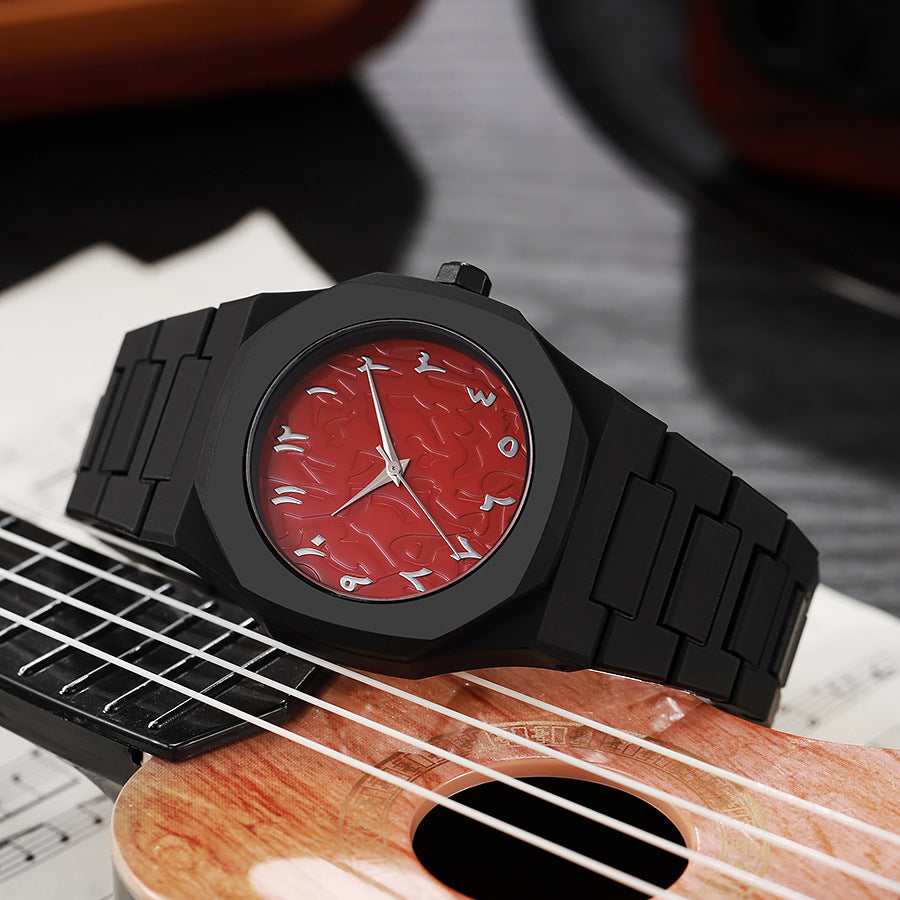 Bond Midnight Watch in Red — matte octagonal sport watch