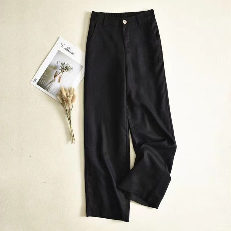Amara Linen Trousers in Black