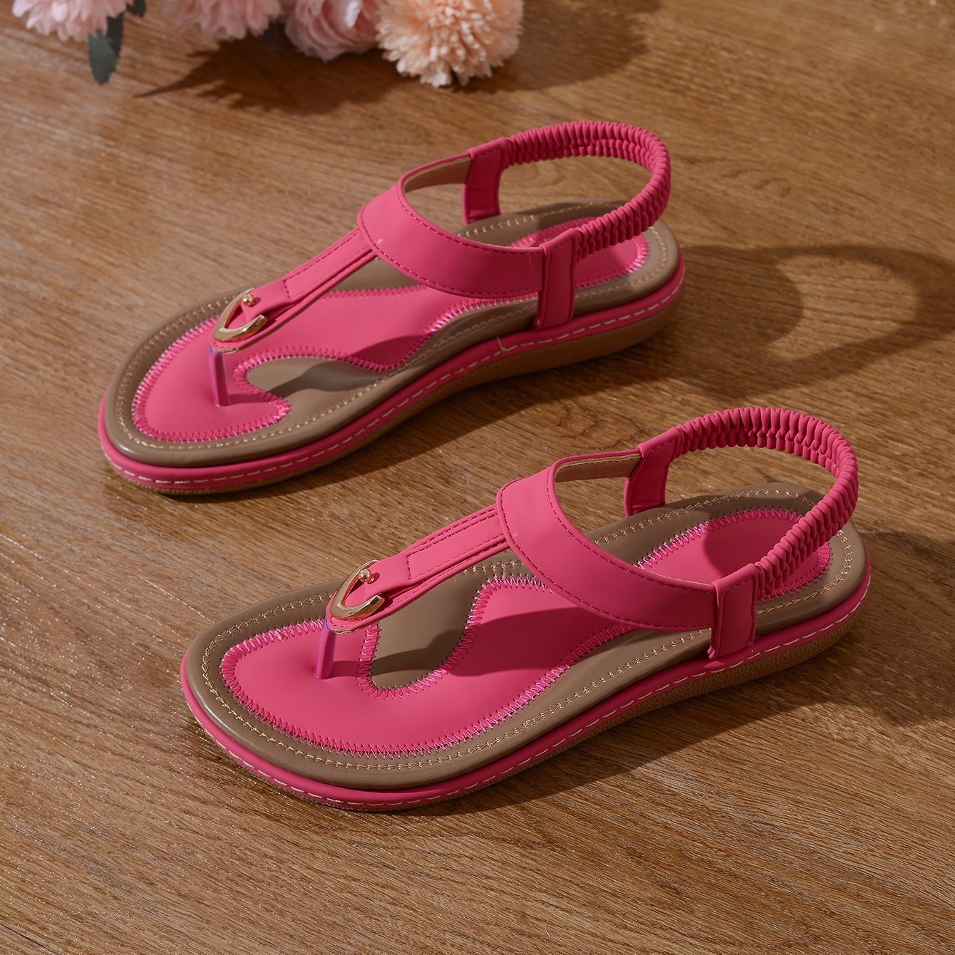 Aria Sandals in Hot Pink — beautiful soft leather T-strap
