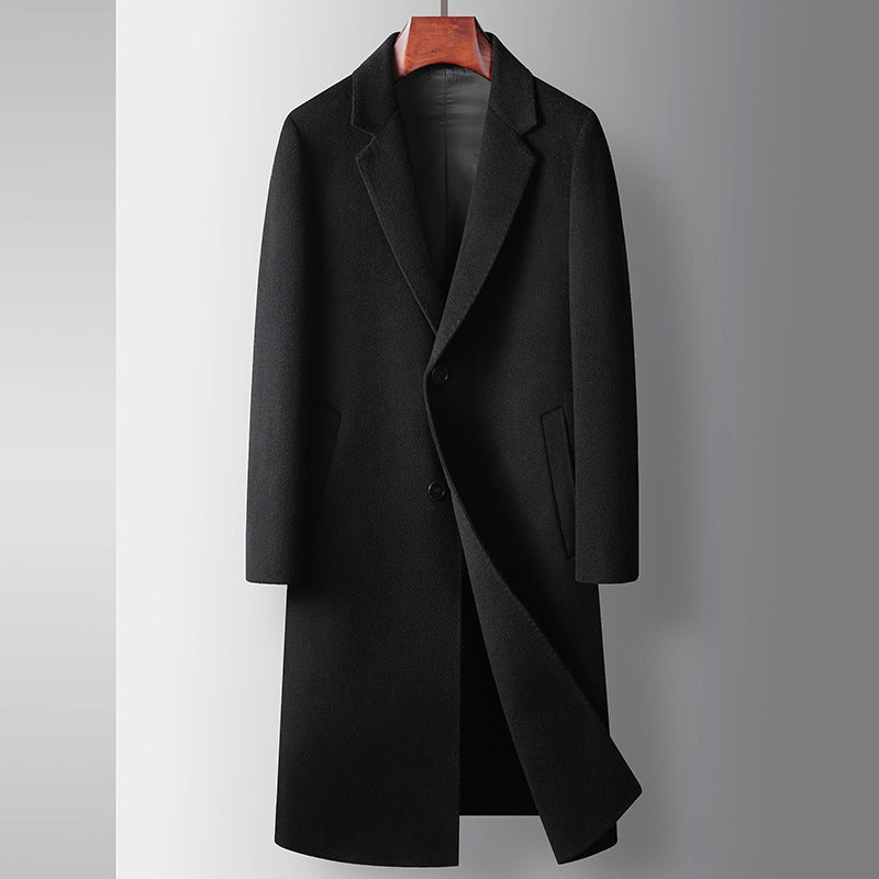 Everett Notched Overcoat in Black — front view