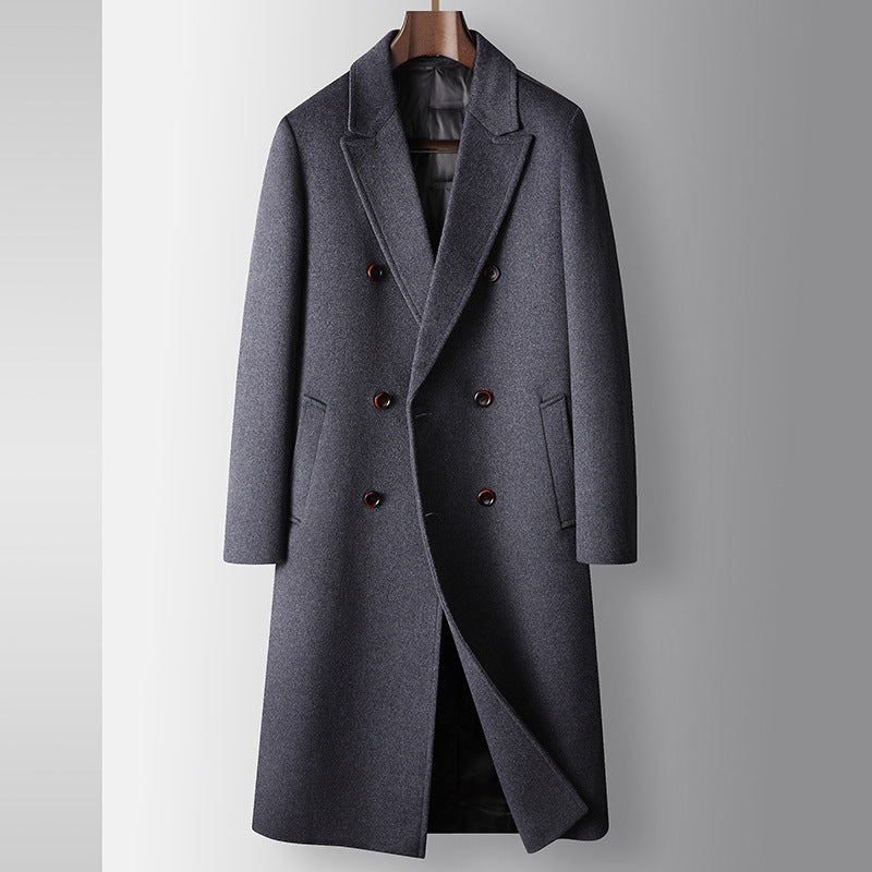 Nolan Longline Overcoat in Dark Gray — front view