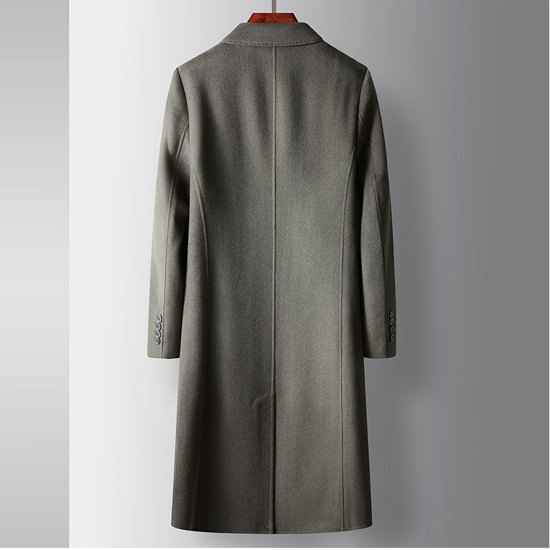 Everett Notched Overcoat in Olive Green — back view